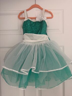 Weissman Dance Emerald Green and White Sequin Tutu Dress
